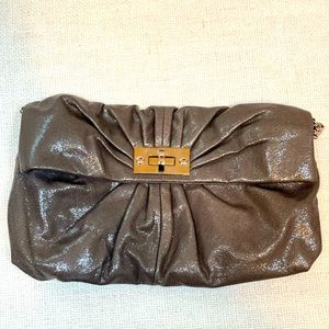 BIG BUDDHA Silver Oversized Clutch With Strap